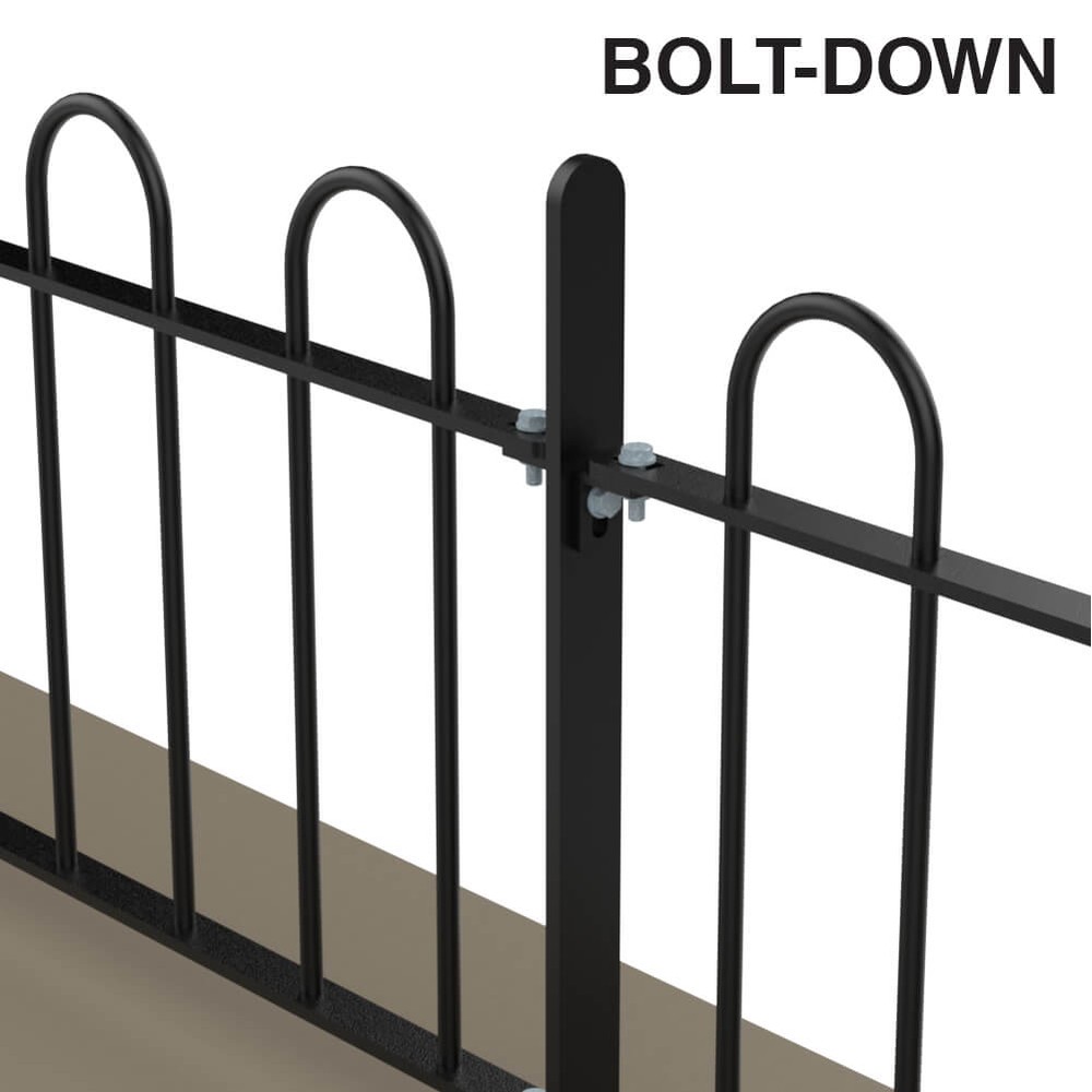 Black Powder Coated 500mm Bow Top Bolt Down Fence p/m with 12mm Bars