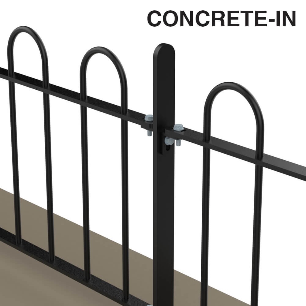 Black Powder Coated 500mm Bow Top Concrete In Fence p/m with 12mm Bars