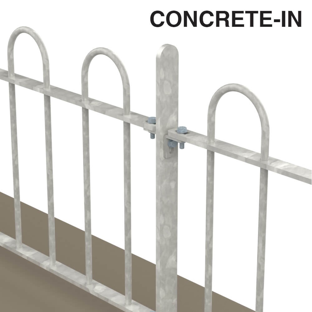 Galvanised 500mm Bow Top Concrete In Fence p/m with 12mm Bars