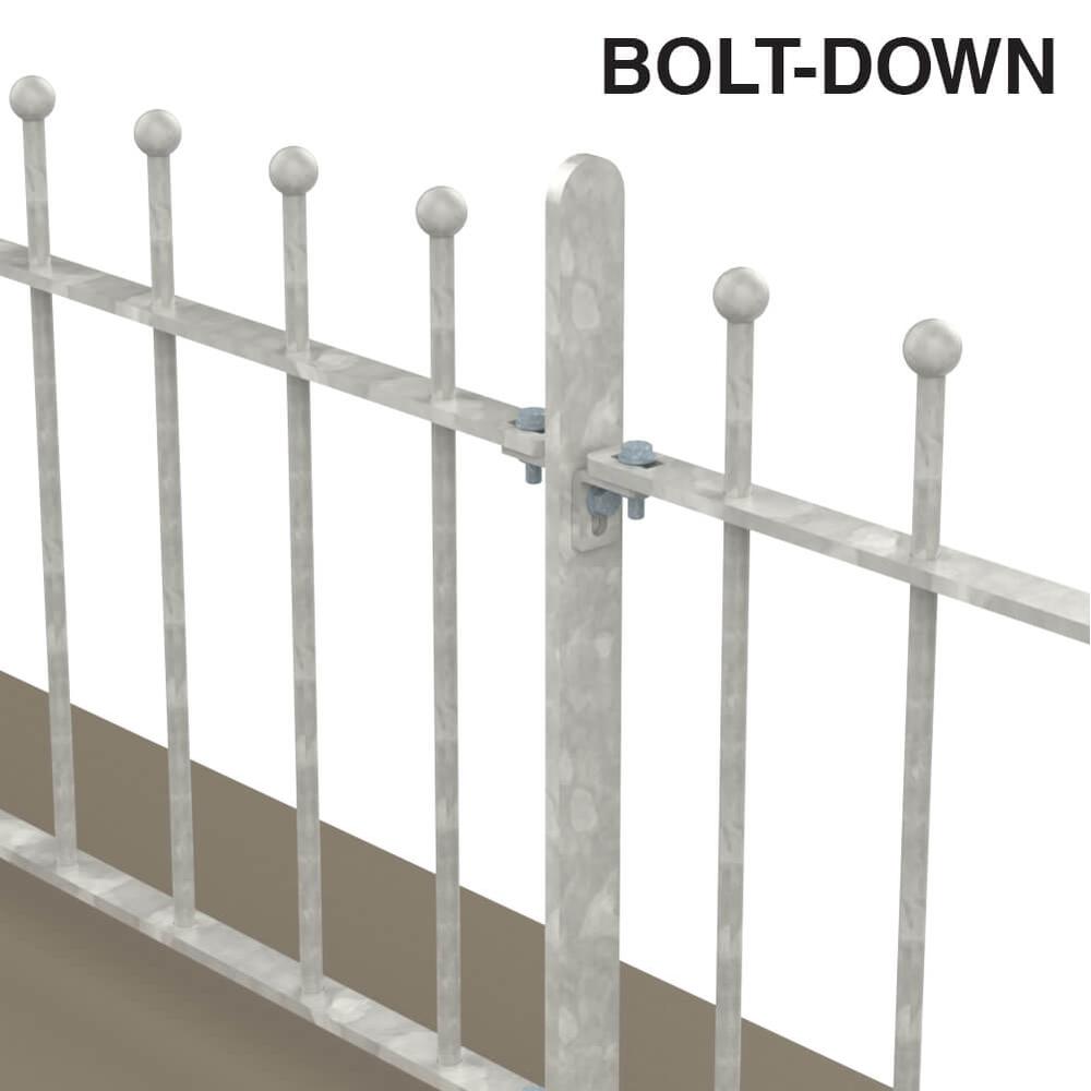 500mm Sphere Top Bolt Down Fence p/m With 12mm Bars - Galvanised - F H Brundle