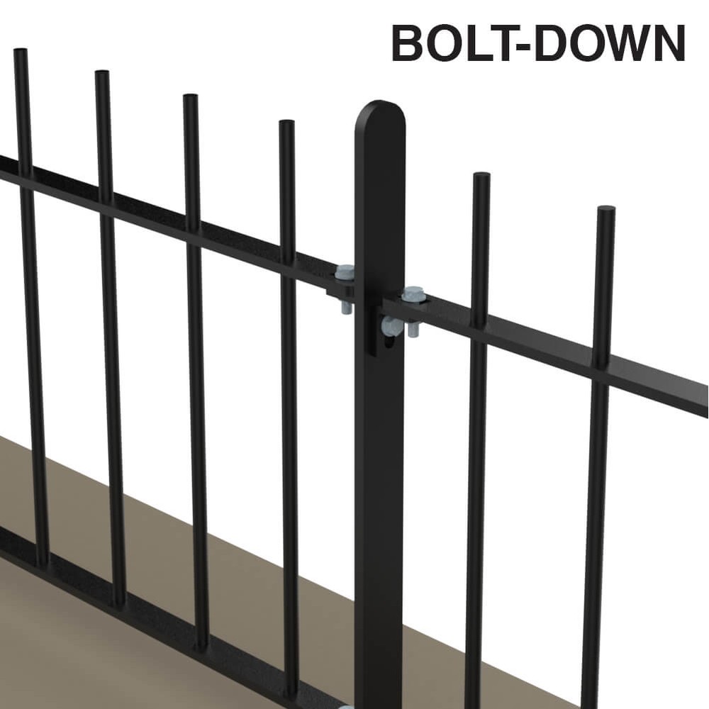 Black Powder Coated 500mm Vertical Bar Bolt Down Fence p/m with 12mm Bars