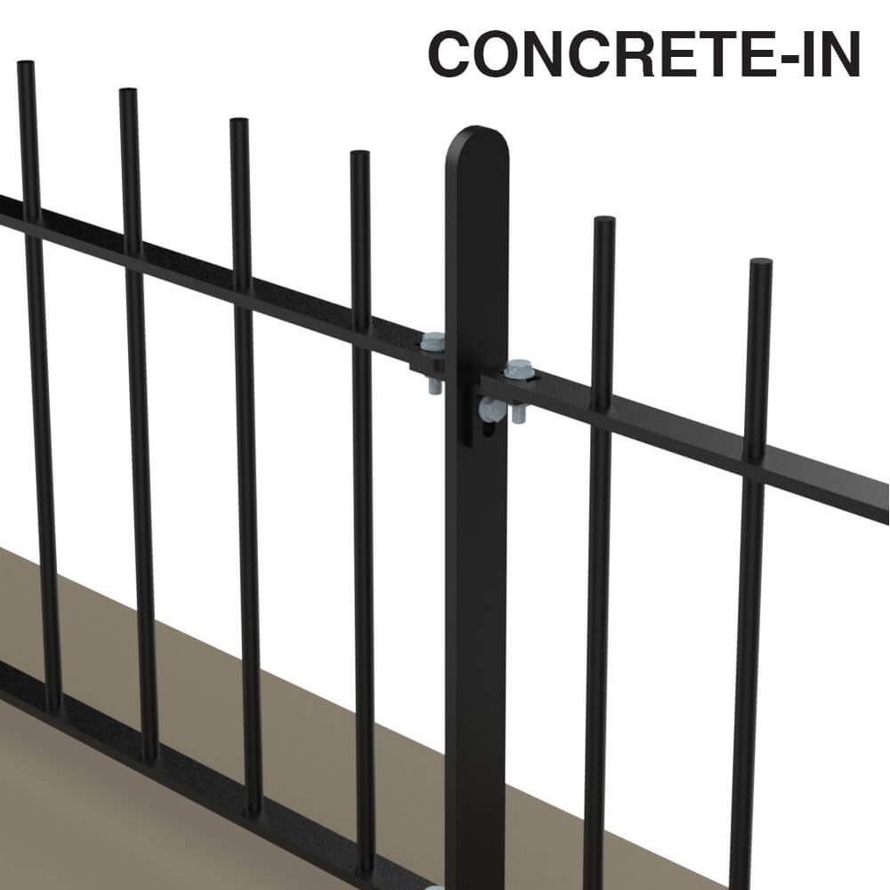 Black Powder Coated 500mm Vertical Bar Concrete in Fence p/m with 12mm Bars