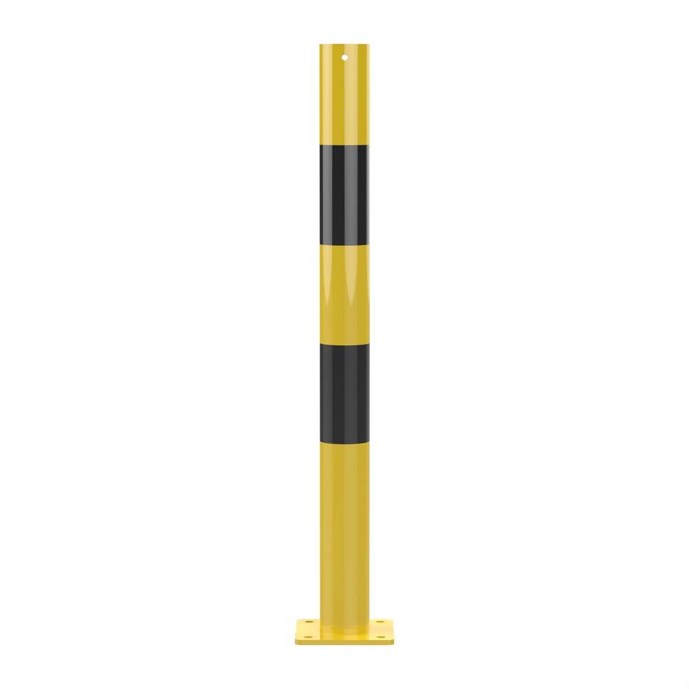 Mild Steel Bollard - 900 High x 76mm HDG & Powder coated Black/Yellow