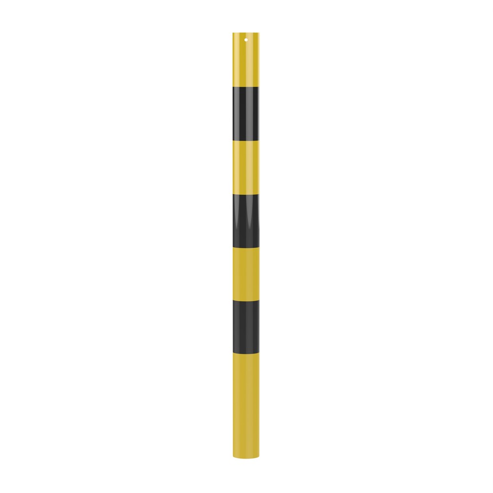 0.9m High Steel Bollard - 1200 x 76mm Concrete in - HDG & Coated Black/Yellow