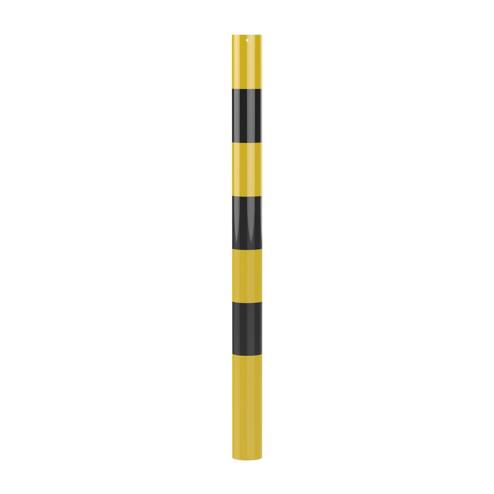 1.2m High Steel Bollard - 1600 x 114mm Concrete in - HDG & Coated Black/Yellow