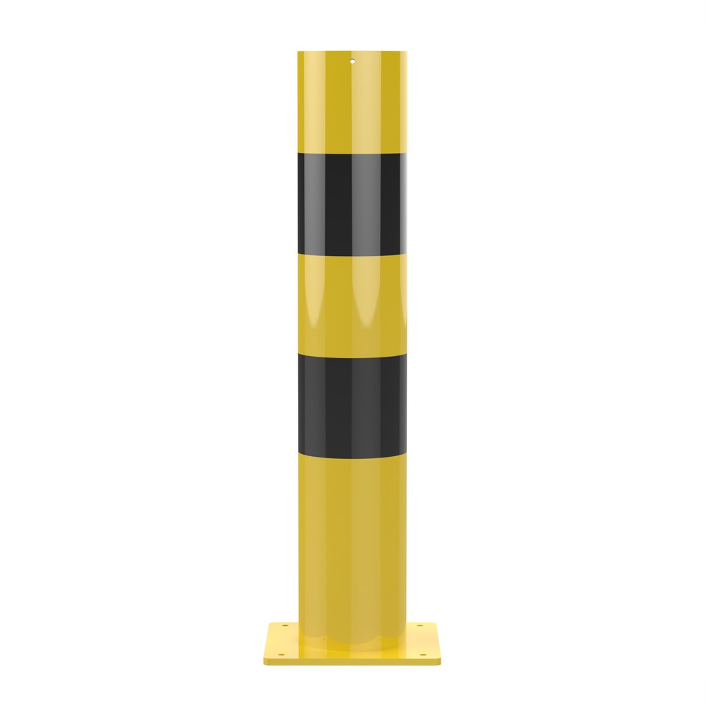 1.2m High Steel Bollard x 219mm Diameter Bolt Down - HDG & Coated Black/Yellow