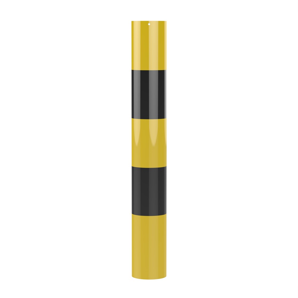 1.2m High Steel Bollard - 1600 x 219mm Concrete in - HDG & Coated Black/Yellow
