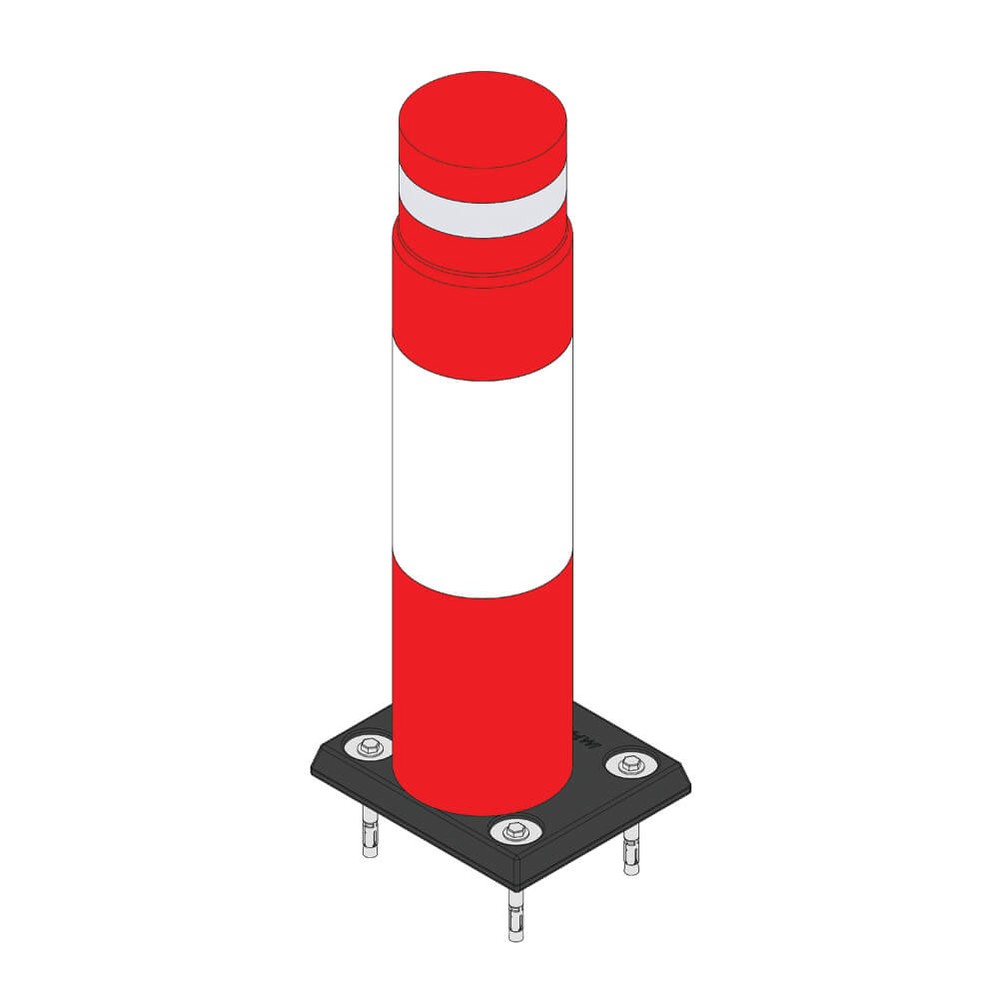 Heavy Duty Bollard 1000mm High x 168mm Red and White