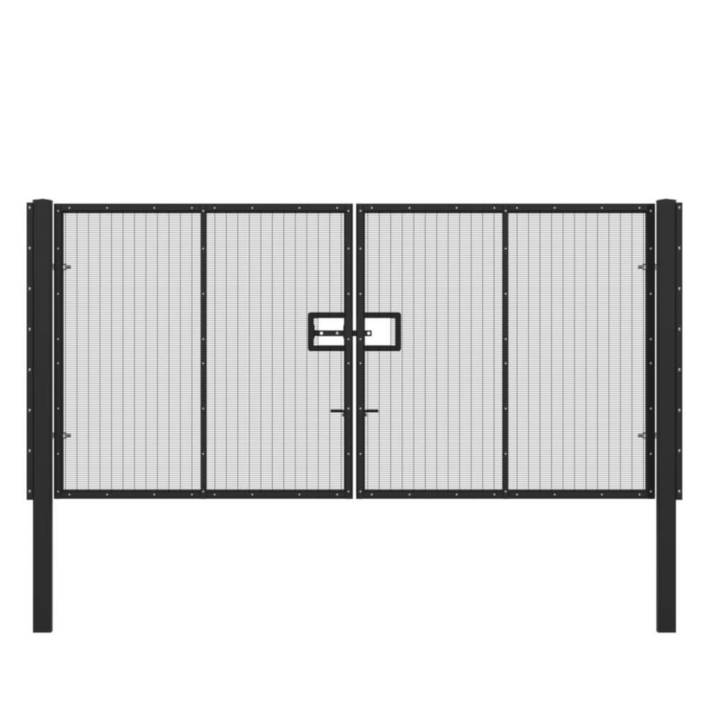 358 Wire Double Leaf Gate 2.0H x 6m Black Powder Coated Finish Concrete-In