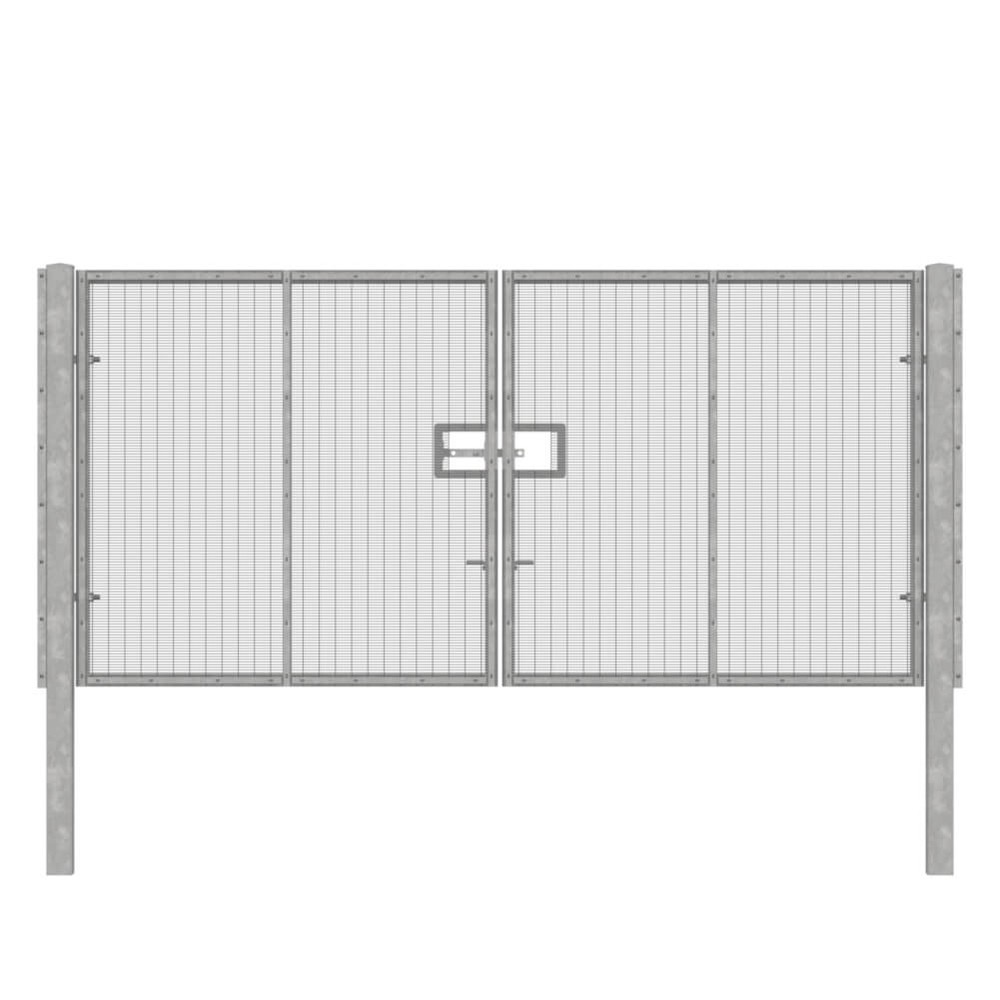 358 Wire Double Leaf Gate 2.1H x 6m Galvanised Finish,Concrete-In