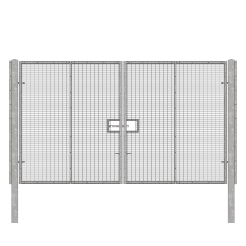 358 Double Leaf Gate H 2.4 x 4m Galvanised Finish, Concrete-In