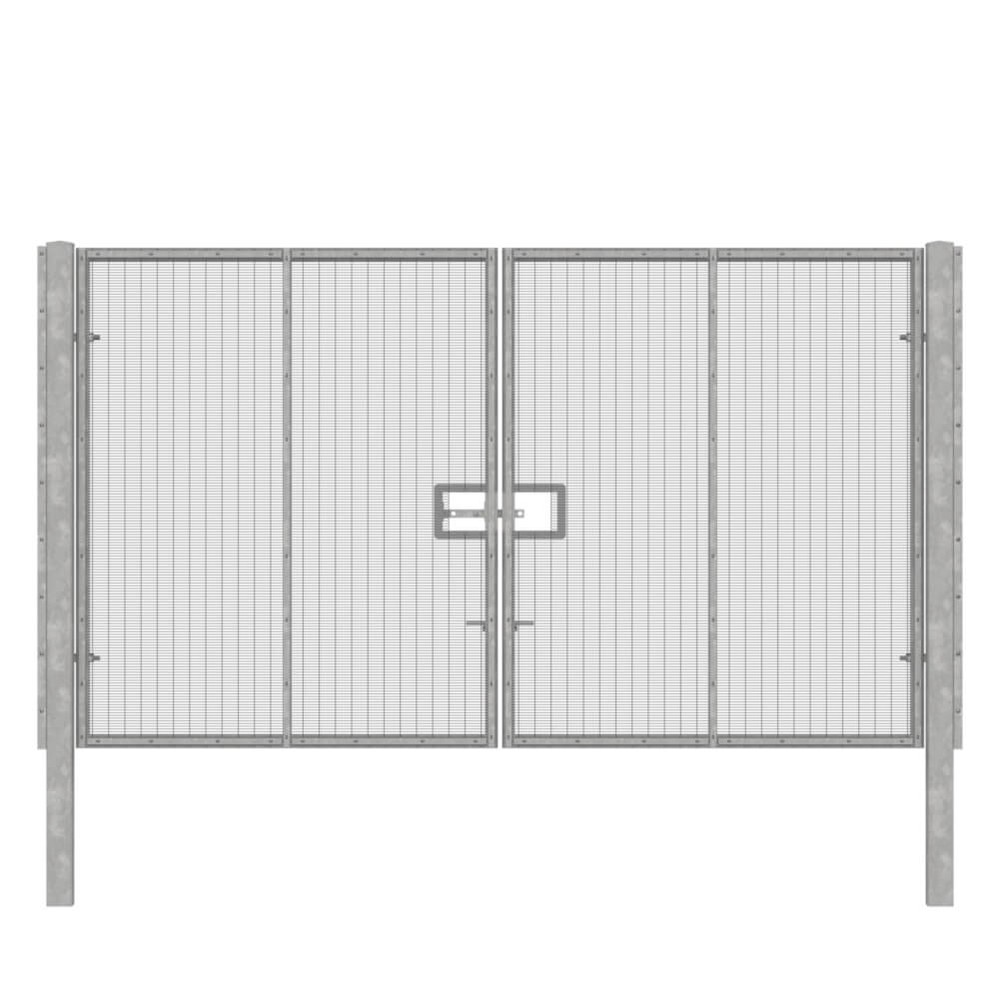 358 Wire Double Leaf Gate 2.4H x 6m Galvanised Finish Concrete-In