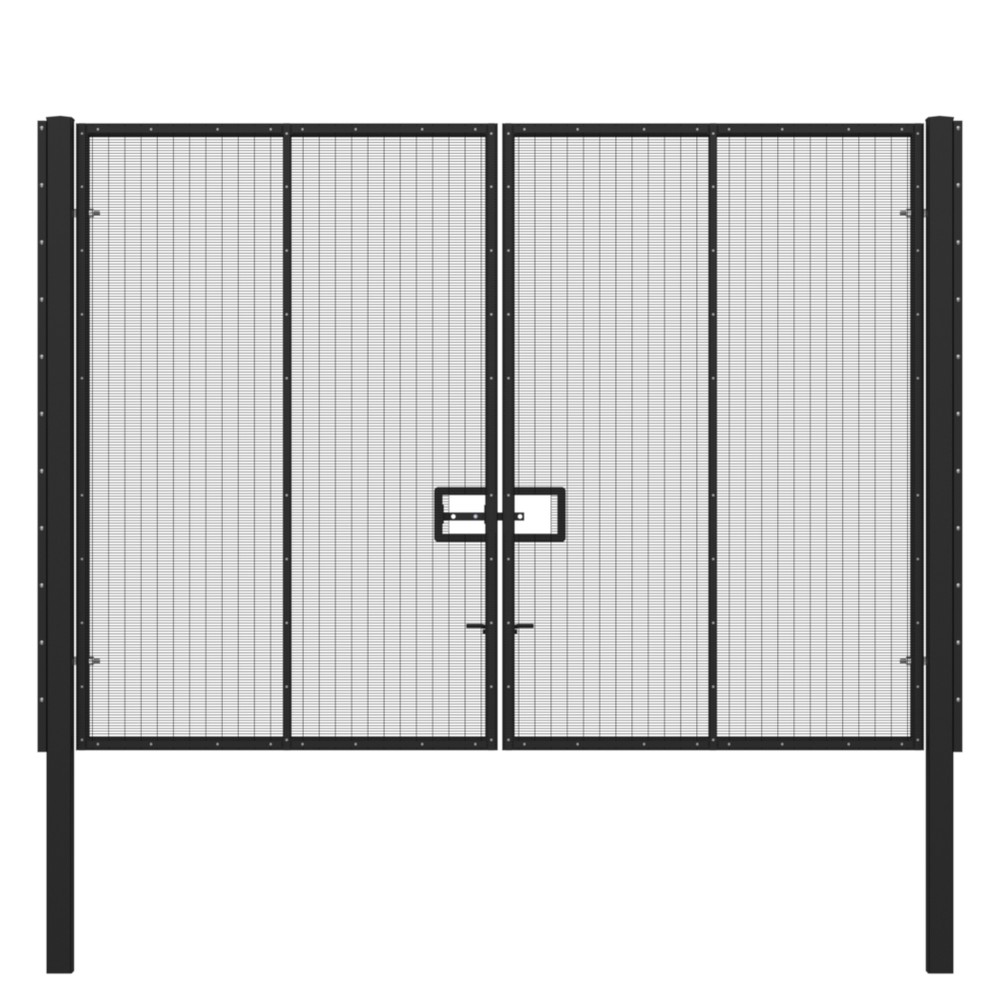 358 Double Leaf Gate H 3.0 x 4m Black Powder Coated Finish, Concrete-In