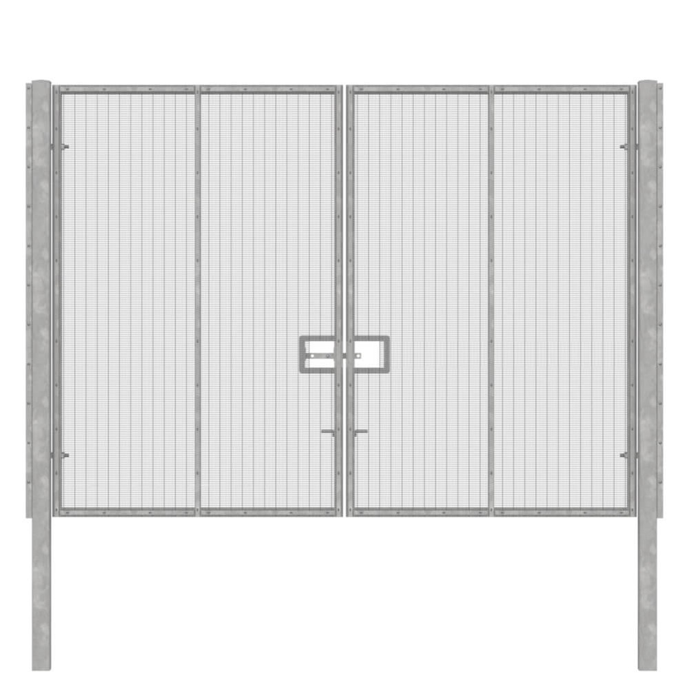 358 Wire Double Leaf Gate 3.0H x 6m Galvanised Finish, Concrete-In