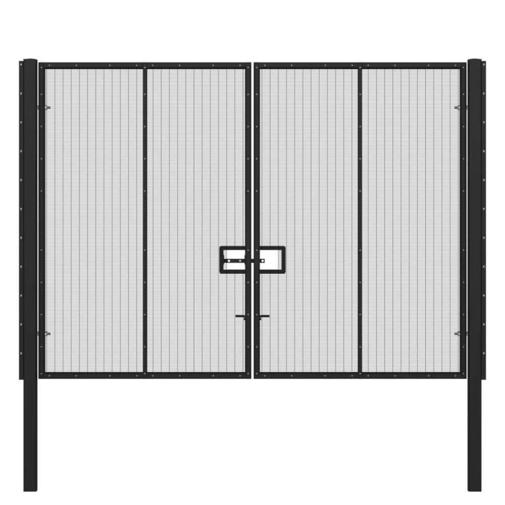 358 Wire Double Leaf Gate 3.0H x 6m Black Powder Coated Finish Concrete-In