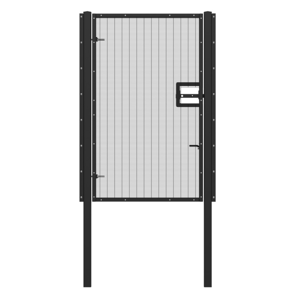358 Single Leaf Gate H 2.0 x 1.2m Black Powder Coated Finish, Concrete-In