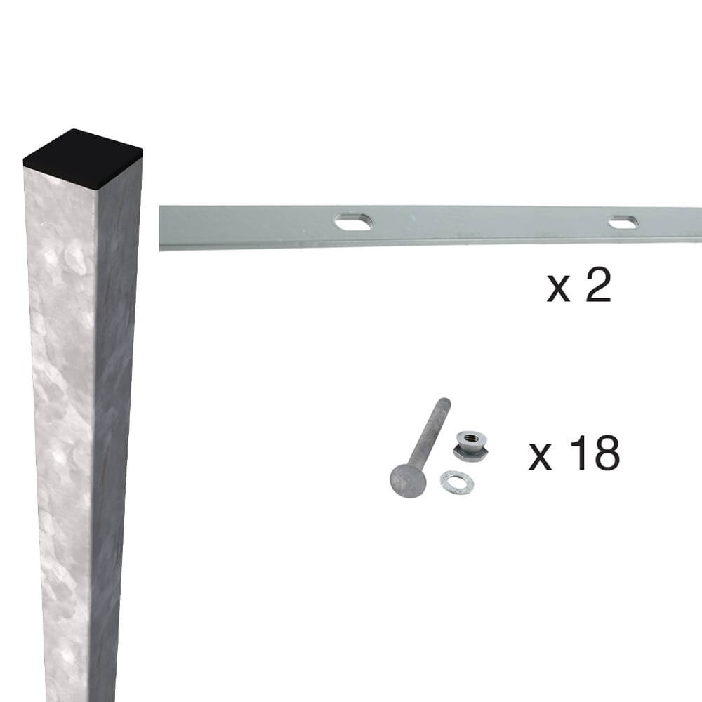 358 Corner Post- Clips & Bar For 2.4m Galv. Post 60 x 60 x 3mm - 3.1m Long