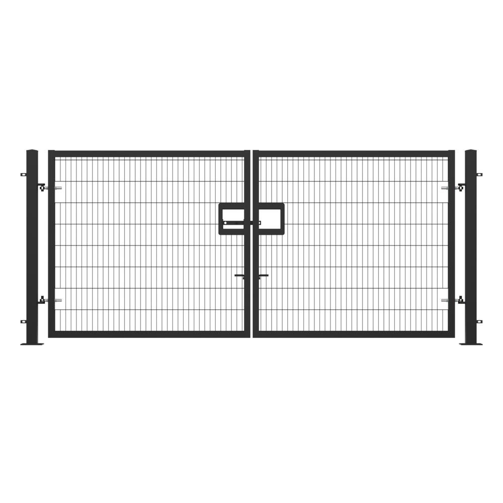 Twin Wire Double Leaf Gate 1.8H x 4m Black Powder Coated Finish Bolt-Down