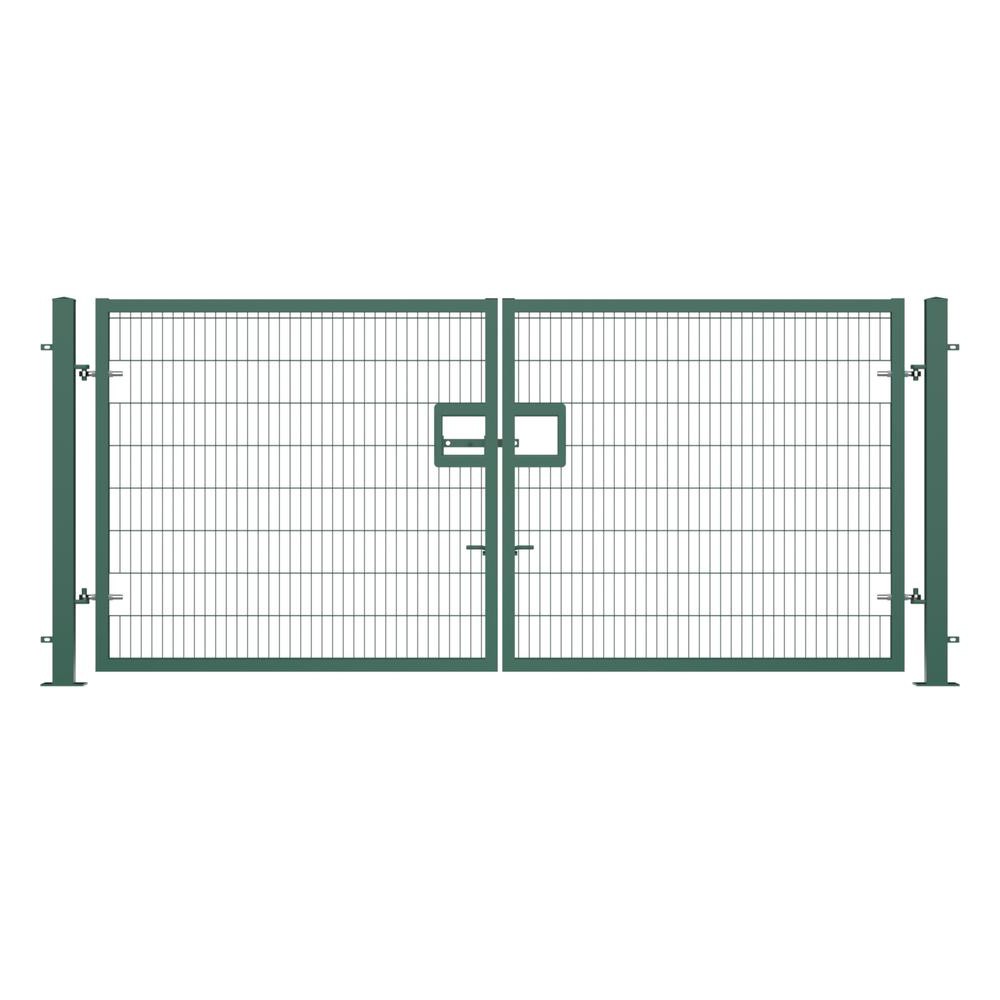 Twin Wire Double Leaf Gate 1.8H x 4m Green Powder Coated Finish Bolt-Down