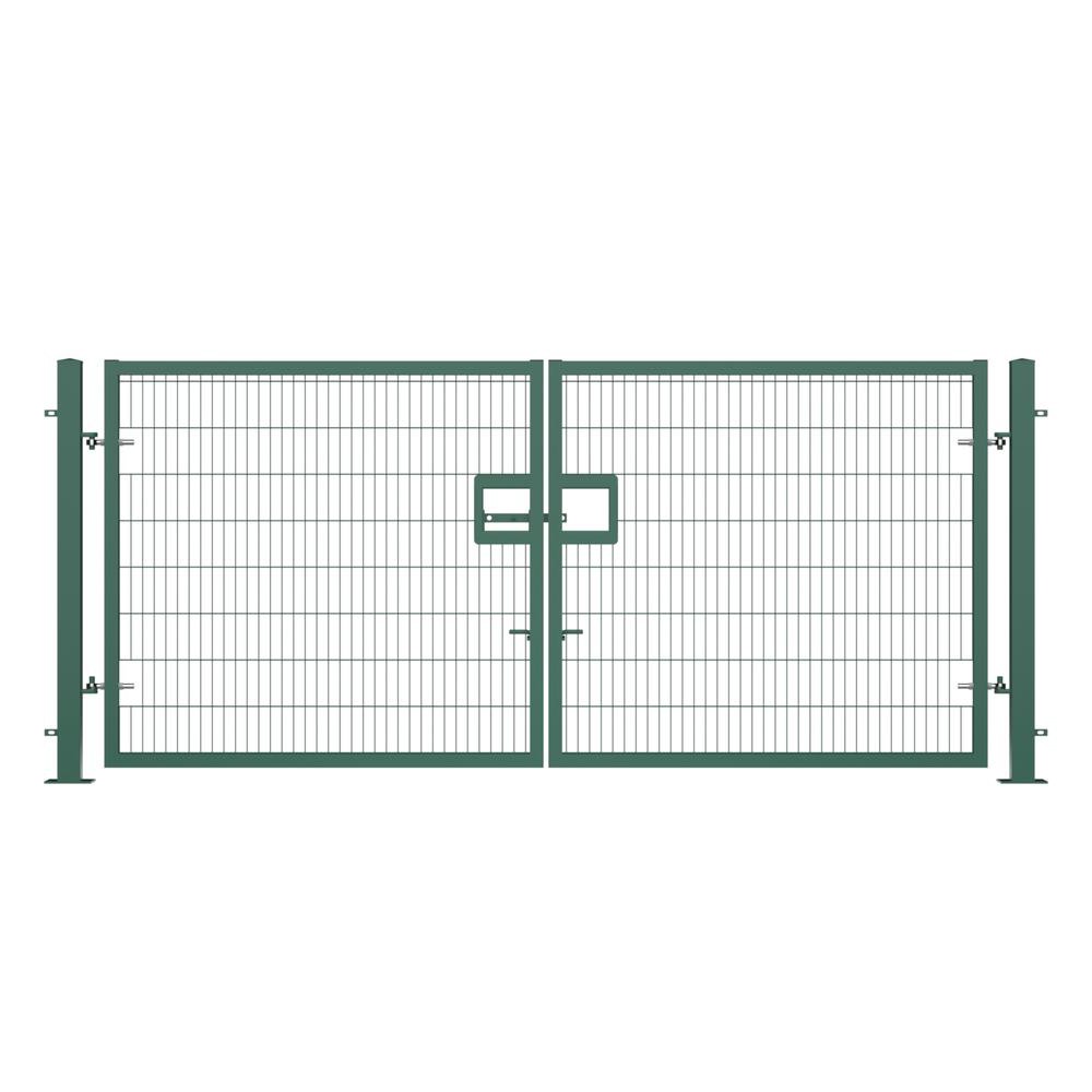 Twin Wire Double Leaf Gate 2.0H x 4m Green Powder Coated Finish Bolt-Down