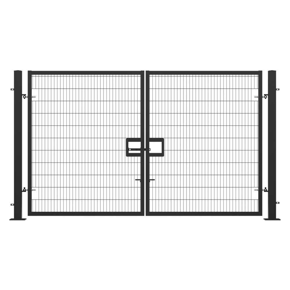 Twin Wire Double Leaf Gate 2.4H x 4m Black Powder Coated Finish Bolt-Down