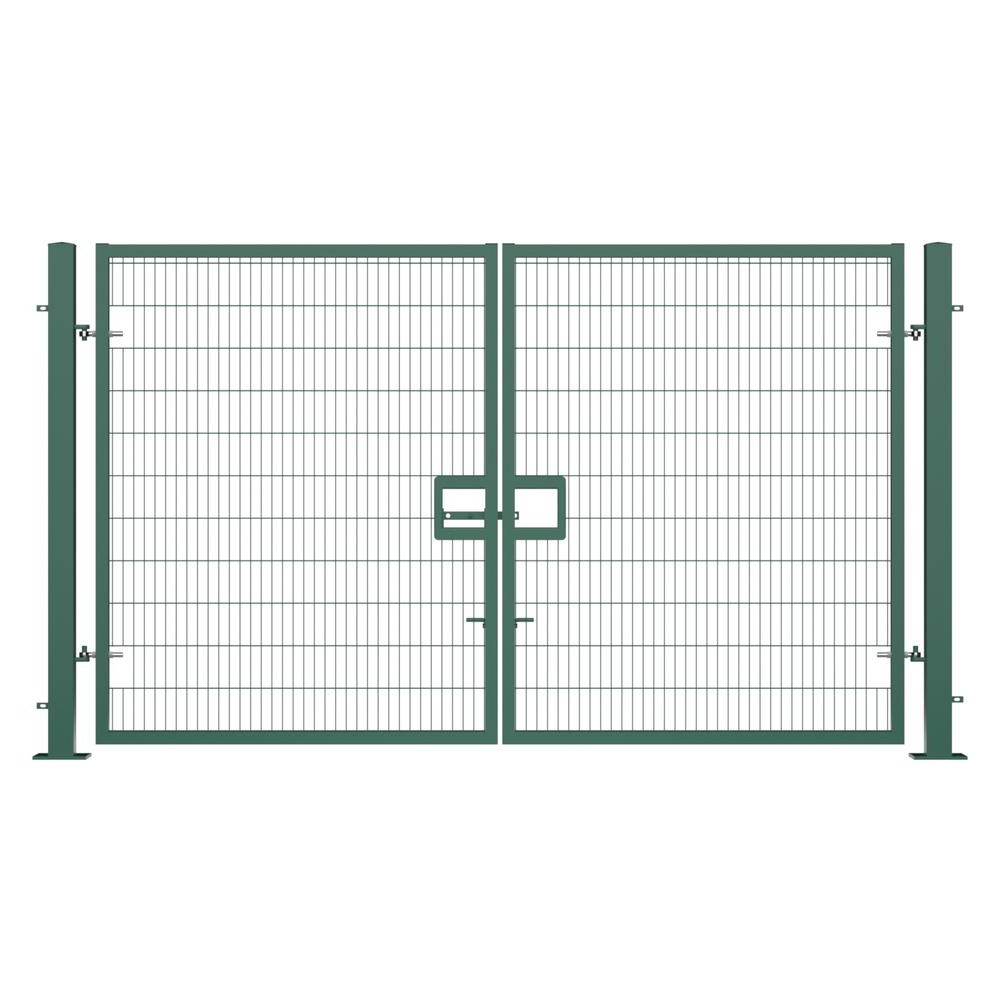Twin Wire Double Leaf Gate 2.4H x 4m Green Powder Coated Finish Bolt-Down