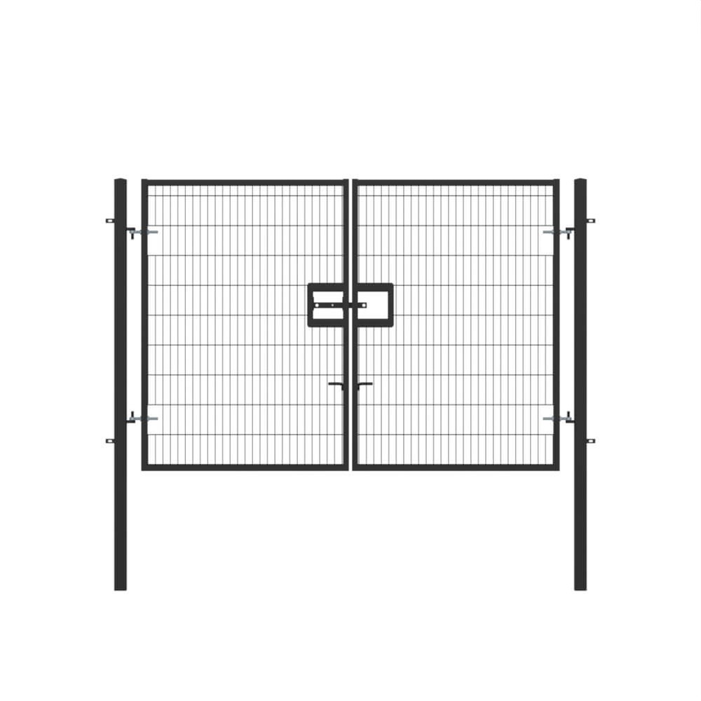 Twin Wire Double Leaf Gate 2.0H x 3m Black Powder Coated Finish Concrete-In