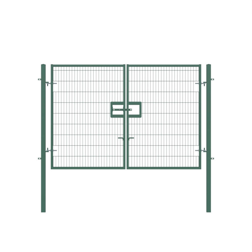 Twin Wire Double Leaf Gate 2.0H x 3m Green Powder Coated Finish Concrete-In