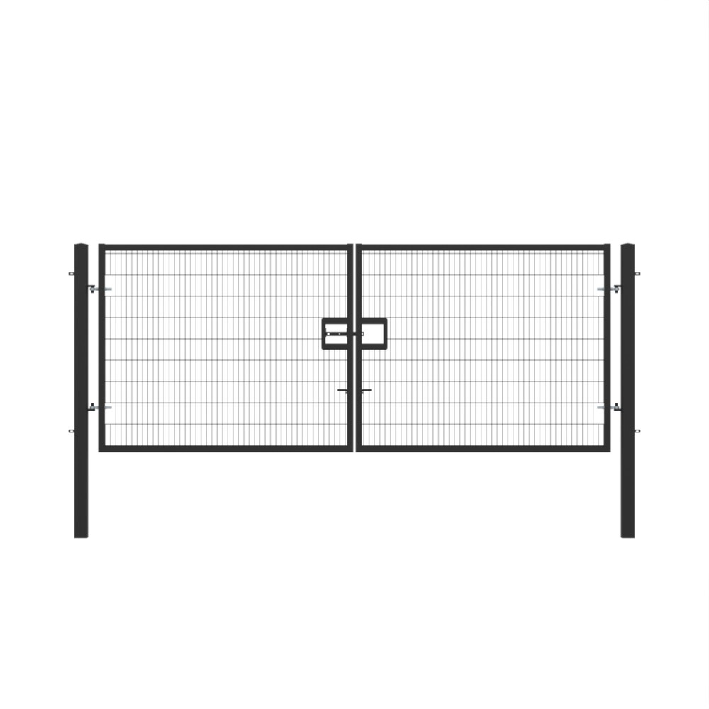 Twin Wire Double Leaf Gate 2.0H x 5m Black Powder Coated Finish Concrete-In