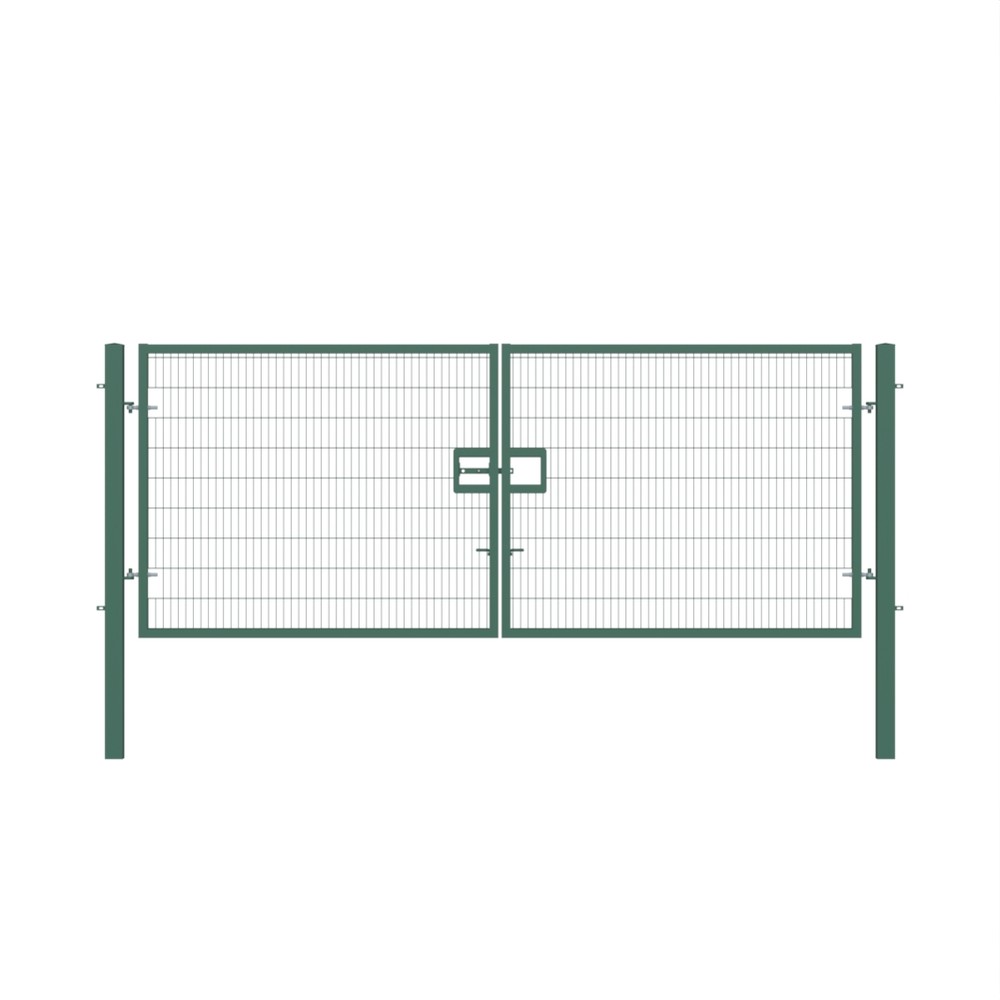 Twin Wire Double Leaf Gate 2.0H x 5m Green Powder Coated Finish Concrete-In