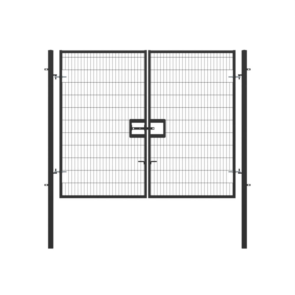 Twin Wire Double Leaf Gate 2.4H x 3m Black Powder Coated Finish Concrete-In
