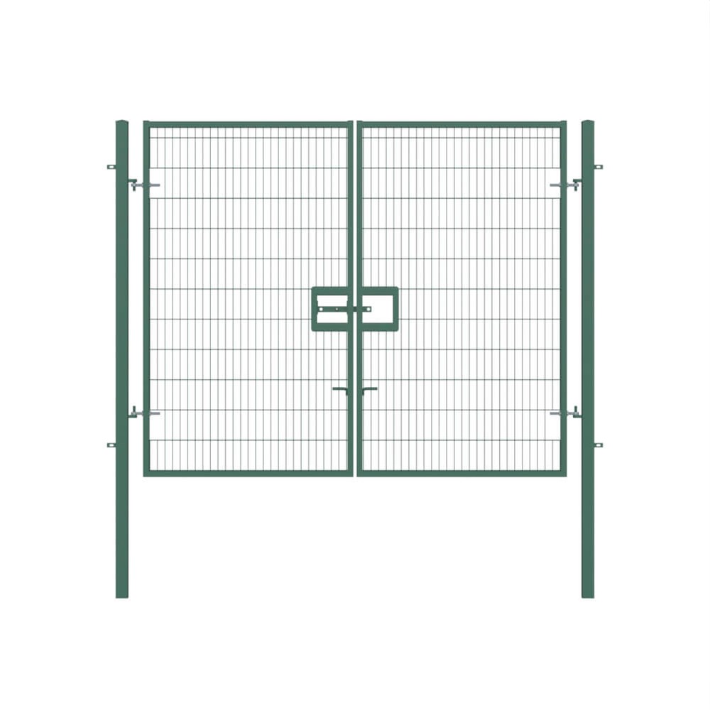 Twin Wire Double Leaf Gate 2.4H x 3m Green Powder Coated Finish Concrete-In
