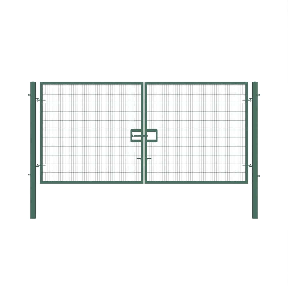 Twin Wire Double Leaf Gate 2.4H x 5m Green Powder Coated Finish Concrete-In