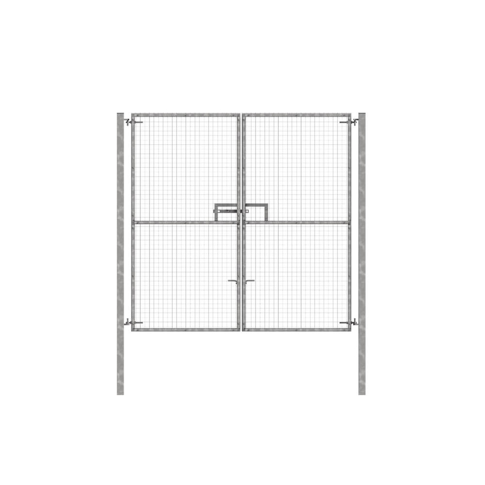 Double Site Access Gate Kit 2.4H x 2.46m Galvanised Finish Concrete-In
