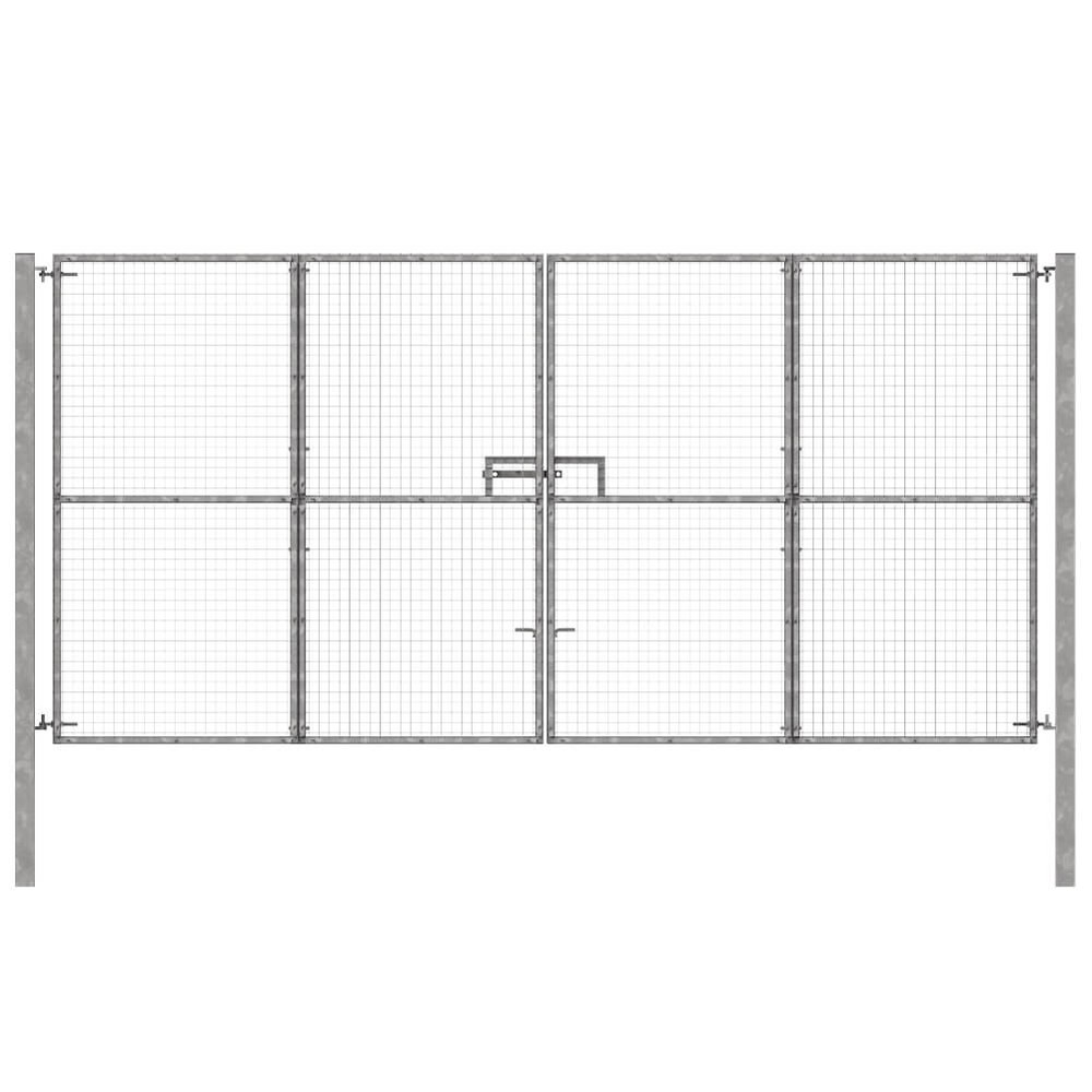 Double Site Access Gate 2.4H x 4.90m Kit Galvanised Finish Concrete-In