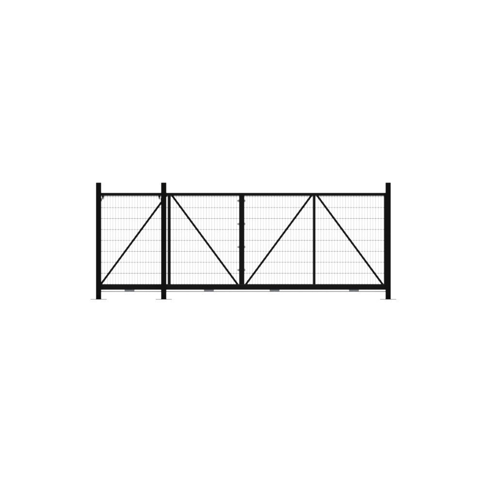 Bolt Down Track Sliding Mesh Gate 1.8x4m Black With Track & Accessories - LH Open