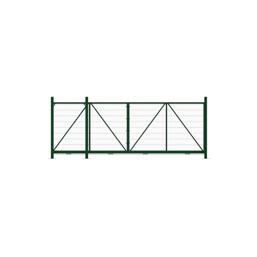 Bolt Down Track Sliding Mesh Gate 1.8x4m Green With Track & Accessories - LH Open