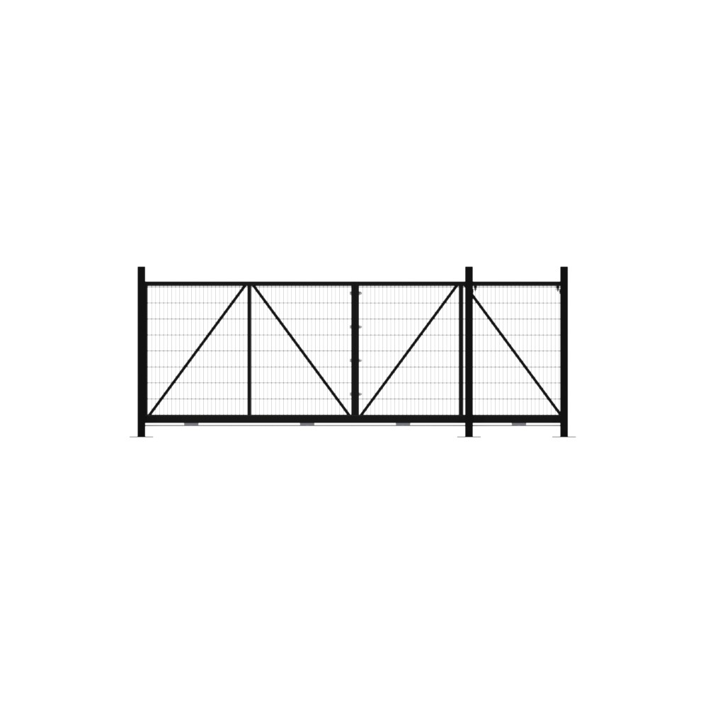 Bolt Down Track Sliding Mesh Gate 1.8x4m Black With Track & Accessories - RH Open