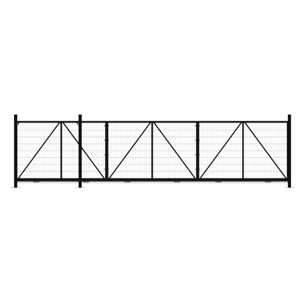 Bolt Down Track Sliding Mesh Gate 1.8x6m Black With Track & Accessories - LH Open