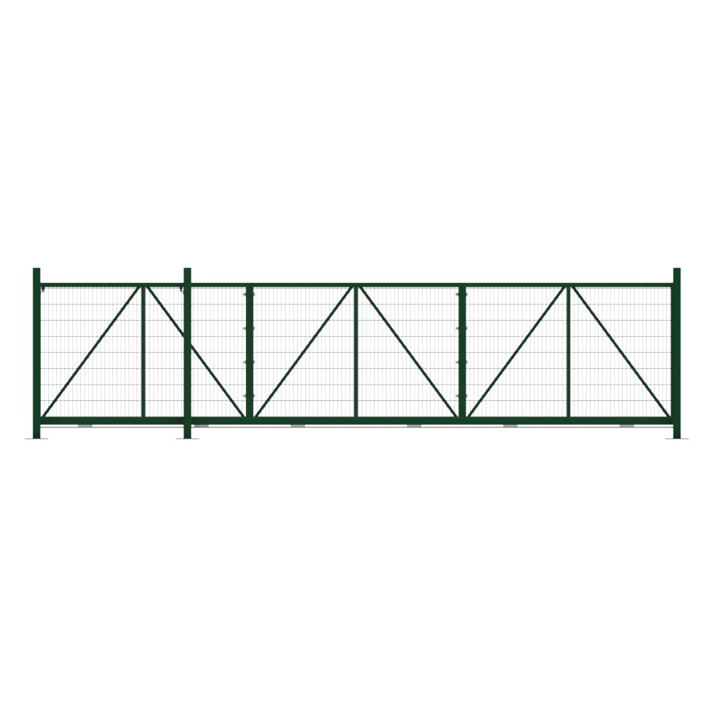 Bolt Down Track Sliding Mesh Gate 1.8x6m Green With Track & Accessories - LH Open