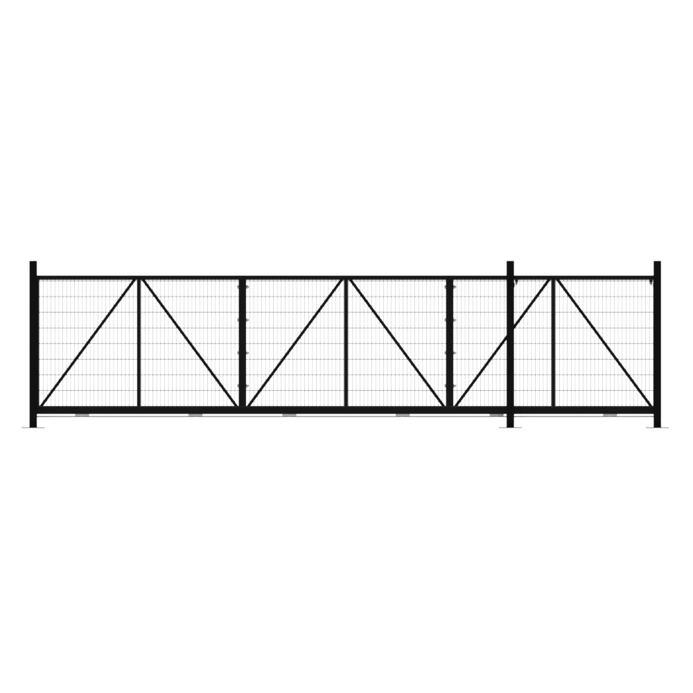 Bolt Down Track Sliding Mesh Gate 1.8x6m Black With Track & Accessories - RH Open