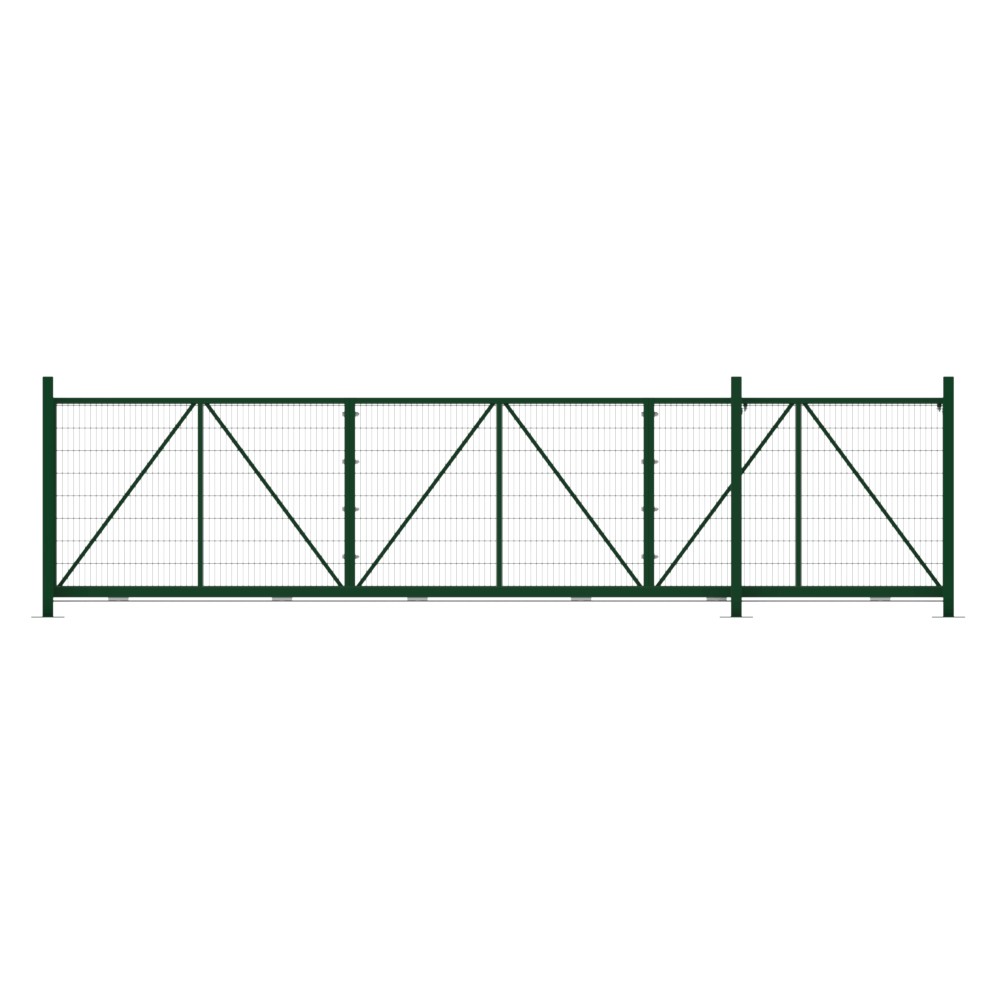 Bolt Down Track Sliding Mesh Gate 1.8x6m Green With Track & Accessories - RH Open