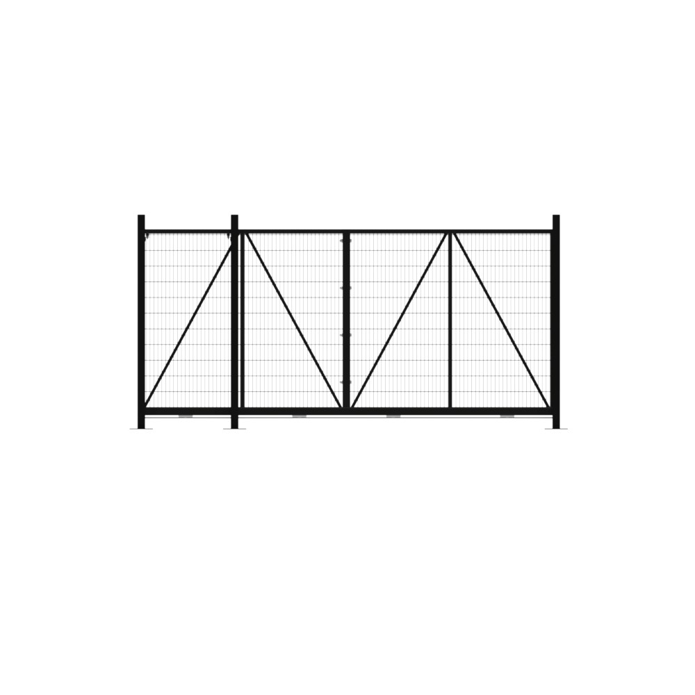 Bolt Down Track Sliding Mesh Gate 2.4x4m Black With Track & Accessories - LH Open