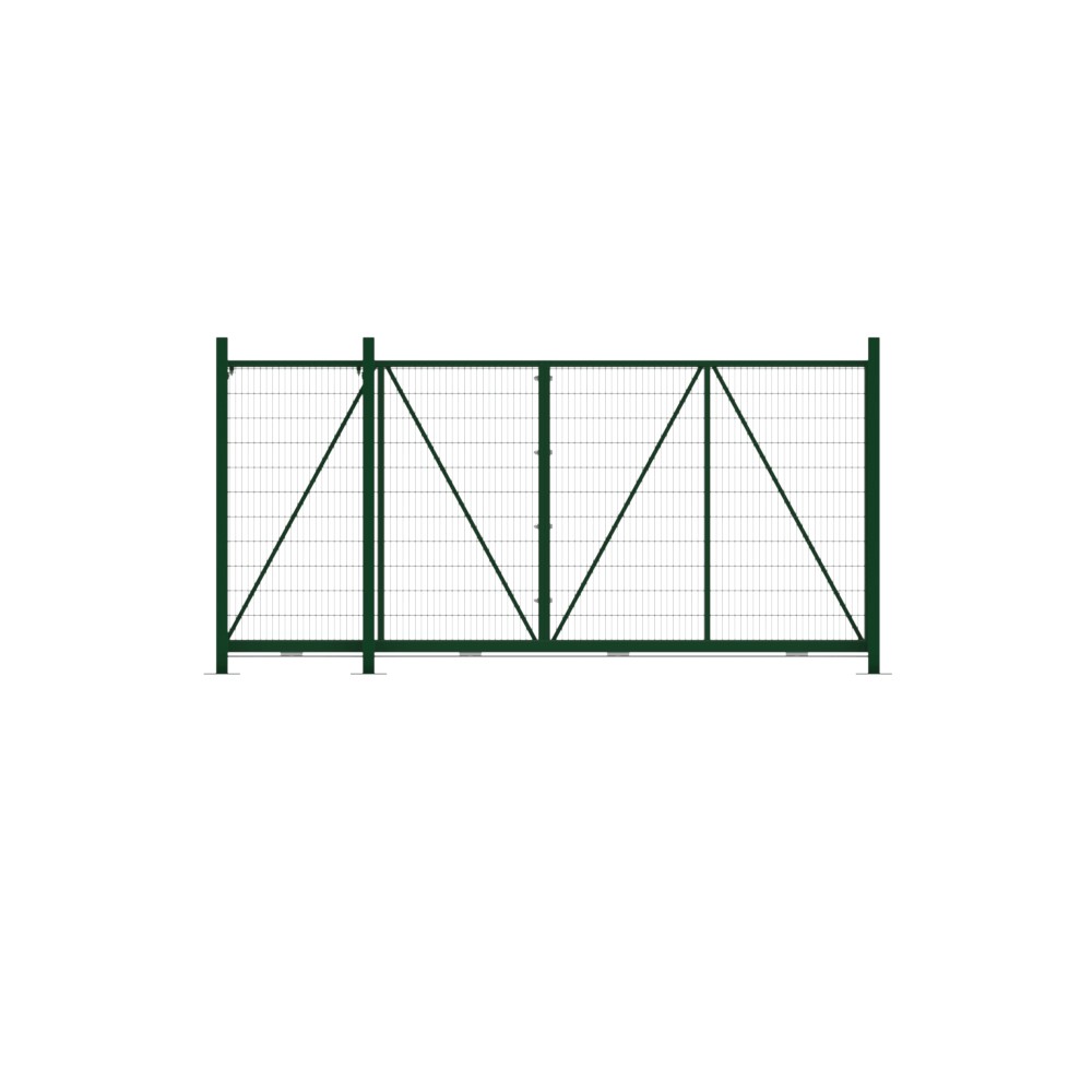 Bolt Down Track Sliding Mesh Gate 2.4x4m Green With Track & Accessories - LH Open