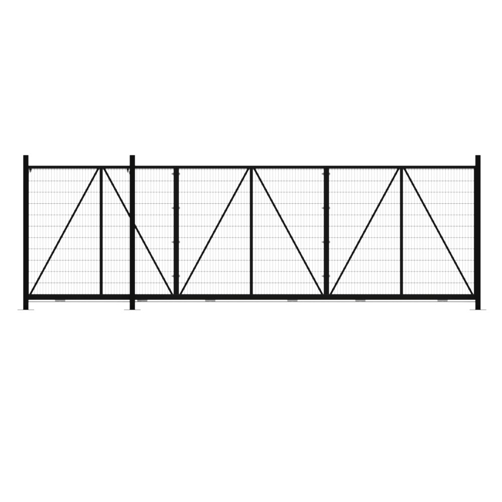 Bolt Down Track Sliding Mesh Gate 2.4x6m Black With Track & Accessories - LH Open