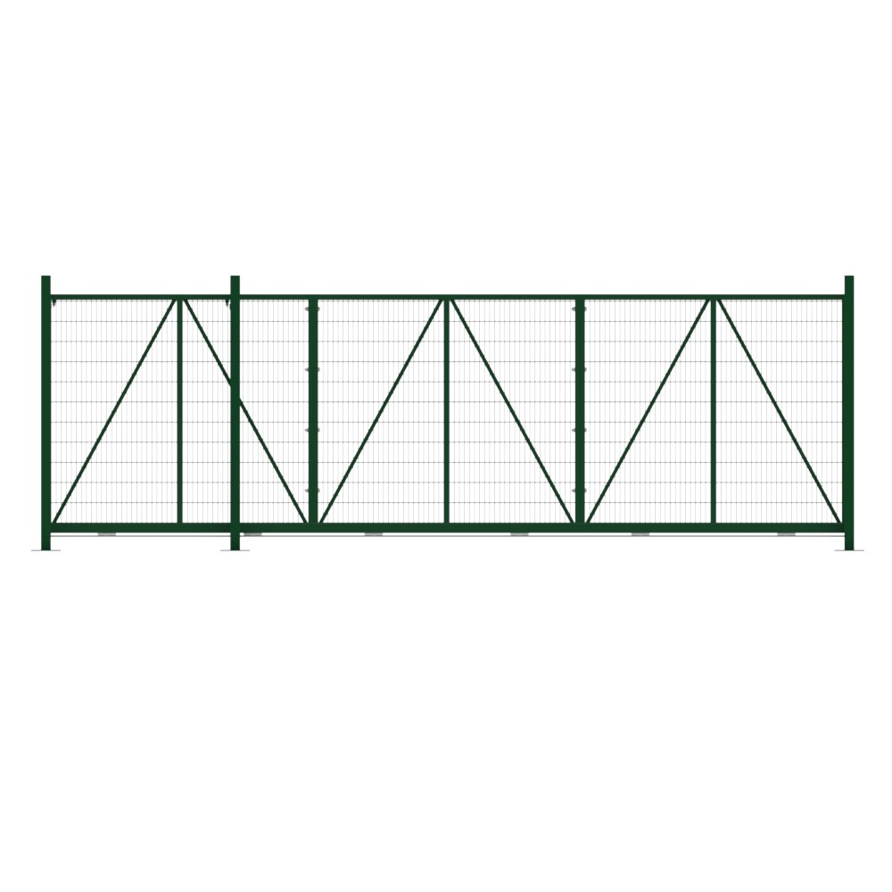 Bolt Down Track Sliding Mesh Gate 2.4x6m Green With Track & Accessories - LH Open