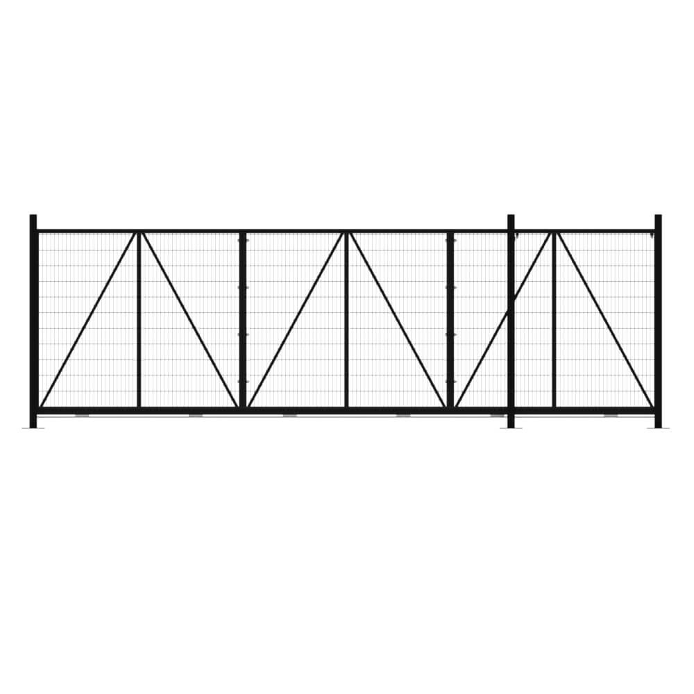 Bolt Down Track Sliding Mesh Gate 2.4x6m Black With Track & Accessories - RH Open