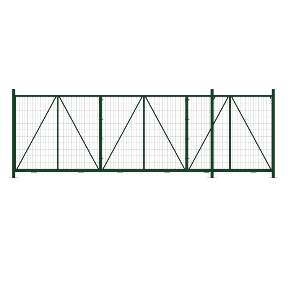 Bolt Down Track Sliding Mesh Gate 2.4x6m Green With Track & Accessories - RH Open