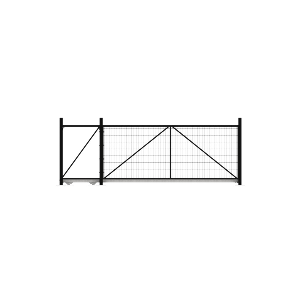 Cantilever Sliding Mesh Gate - 1.8H x 4m Black With Track & Accessories - LH Open