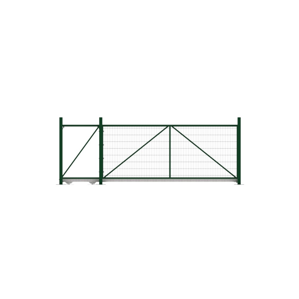 Cantilever Sliding Mesh Gate - 1.8H x 4m Green With Track & Accessories - LH Open